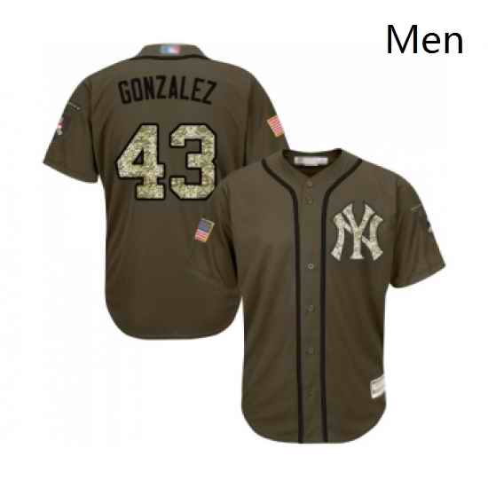 Mens New York Yankees 43 Gio Gonzalez Authentic Green Salute to Service Baseball Jersey